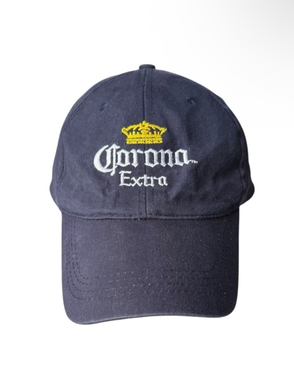 Corona Extra Beer Embroidered Navy Blue Yellow Cap Hat Adjustable Strap Back